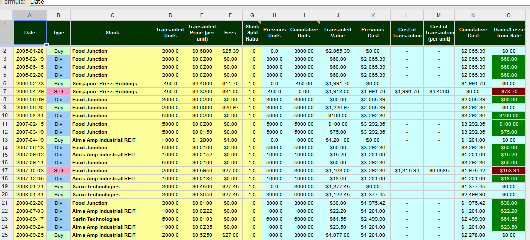 stock trading excel sheet